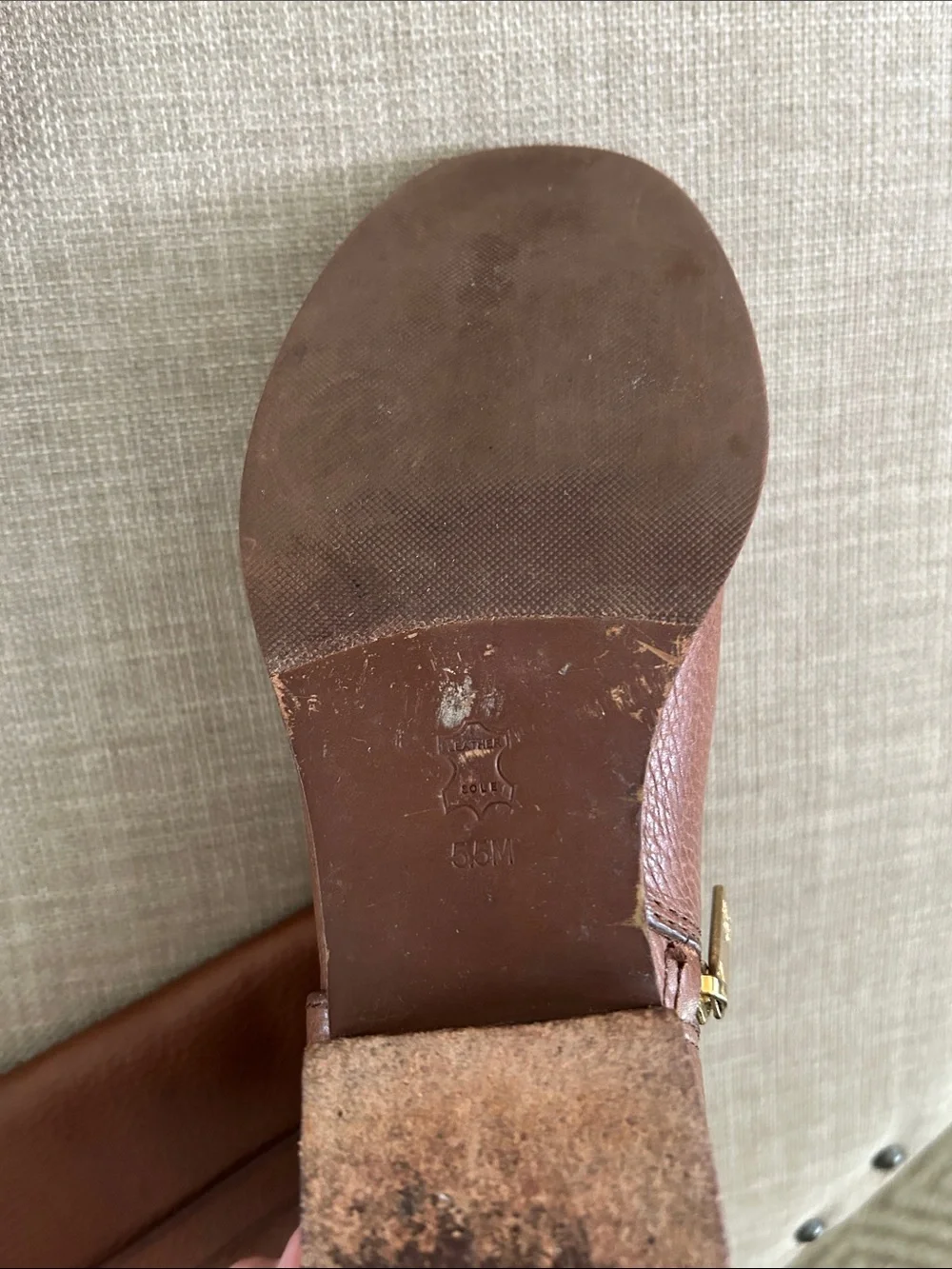 Tory Burch Amanda Cognac Brown Leather Tall Logo Riding Boots (size 5.5)